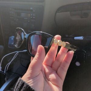 Black Sunglasses with Gold Accents